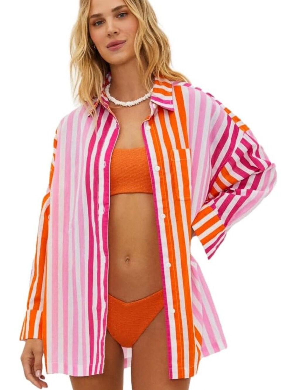 Beach Riot‎ Alexa Sun Stripe Cover-Up Shirt Button Down Long Sleeve Resort Wear